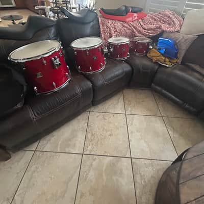 Yamaha Oak Custom Drum Kit (made in Japan) 2007 - Clear red lacquer image 3