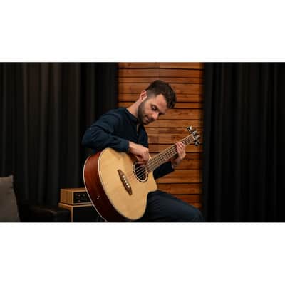 Ortega D7CE-5 - Acoustic Electric 5-String Bass Medium Scale Ortega Spruce Mahogany Cutaway image 5