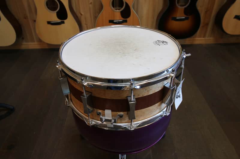 Pork Pie USA Custom Maple Snare Drum 14x6.5 in. - Brandied Peach w/ Mahogany Stripe image 1