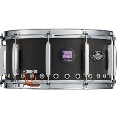 Pearl Matt McGuire 14x6.5" Matte Black Tour Edition Signature "Smart" Snare Drum Unbeaded Steel | Worldwide Ship | Authorized Dealer image 5