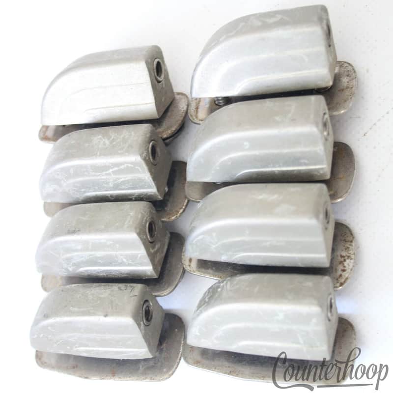 *Leedy 8x Beavertail Snare/Tom Drum Lugs Nickel Metal Plates Vintage 40s/50s USA image 1