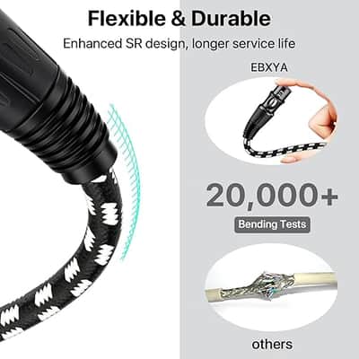 XLR Cable 6ft 6 Packs, Braided XLR Male to Female Balanced Microphone Cable, Gold Plated 3-Pin XLR Mic Cable, XLR Speaker Cable for Mixer, Amplifiers, Record image 3