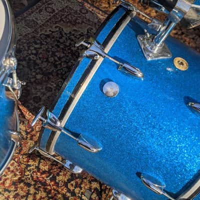 Gretsch Early '60s Round Badge Kit 12-16-20 1960 Blue Sparkle image 12