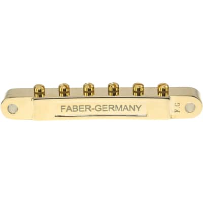 Faber ABRH-GG ABRH Bridge, For Gibson® ABR-1, Gloss Gold, Brass saddles gold plated image 3