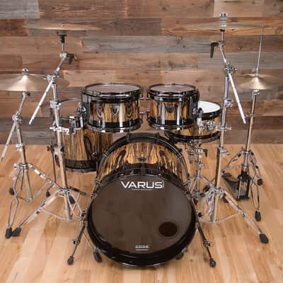 VARUS CUSTOM DELUXE 5 PIECE DRUM KIT, MAHOGANY SHELLS, ROYAL EBONY VENEER image 6