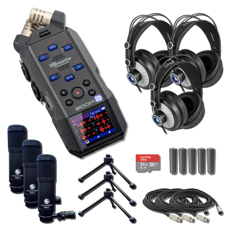 Zoom H6essential Handheld Recorder with 3x StreamEye PDM-3 Podcast Equipment Bundles image 1