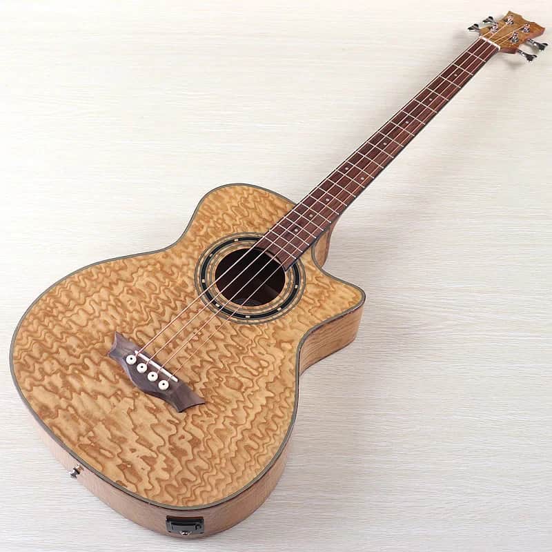 4 String Acoustic Electric Bass, Laminated Ash Wood Top Body, Okoume Neck image 1