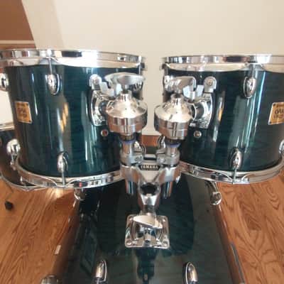 Yamaha Oak custom drums made in Japan uzikuri emerald lacquer pro heads excellent image 4