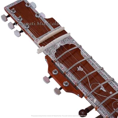 SITAR~RAVI SHANKAR STYLE~7 STRINGS~DESIGNER TUN WOOD~PICKUP TO CONNECT WITH AMPLIFIER~FLAT~WITH GIG BAG, MIZRABS & STRINGS image 5