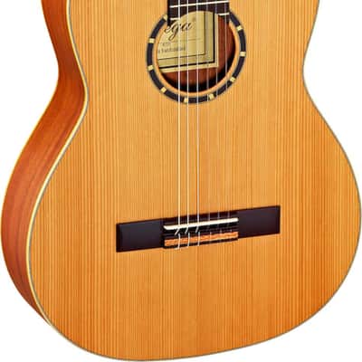 Ortega Guitars R131SN Family Series Pro Slim Neck Nylon Classical 6-String Guitar w/ Free Bag, Solid Canadian Western Red Cedar Top and Mahogany Body, Natural Satin Finish imagen 1