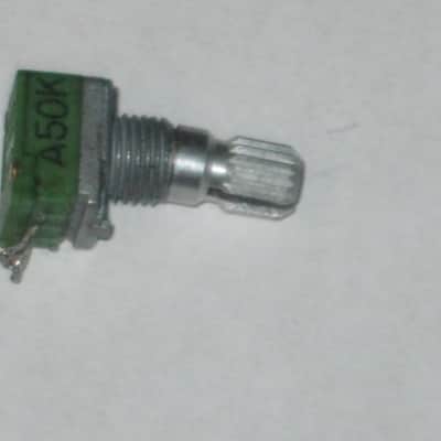 FIVE broken (for parts - AS IS/ FINAL SALE) Boss / Alpha & Alps  potentiometers (various values) 1990s - 2010s - 3 green, 2 teal, 4 are square, 1 is rectangle (stacked) values are in the description (NO: pedals/other items) image 10