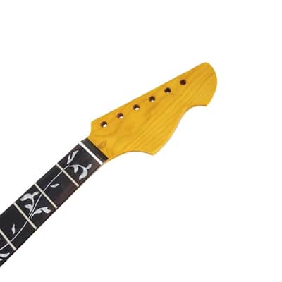 DIY Electric Guitar Neck - Maple Neck 22 Fret 25.5 Inch Rosewood Fretboard Vine Inlay for Build Guitars Bolt on Heel image 3