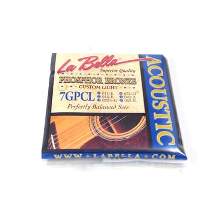 La Bella 7GPCL Phosphor Bronze Acoustic Guitar Strings - Custom Light (11-52)