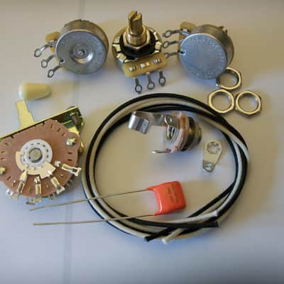 300k Volume Wiring Harness Kit For Stratocaster CTS Oak .047uf Orange Drop image 2