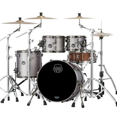 Mapex Saturn Evolution Fusion 4 Piece Shell Pack Without Snare - Gun Metal Grey  (SE504XBBPG) image 3