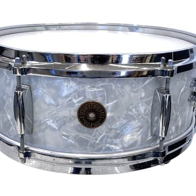 1960's Gretsch 6.5"x14" Dixieland Snare Drum in White Marine Pearl image 2