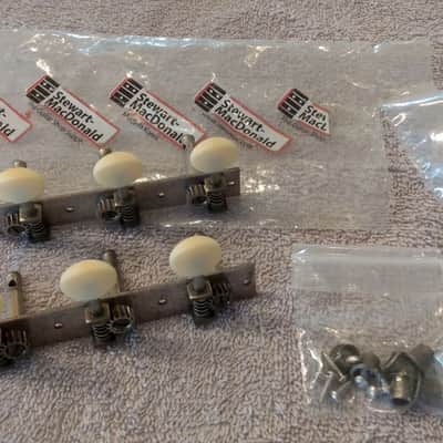 Golden Age Restoration Tuners for Solid Peghead Guitar with Square-end, Standard post: relic nickel with matte cream knobs image 1