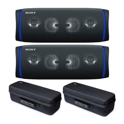 Sony SRSXB43 EXTRA BASS Bluetooth Wireless Portable Speaker (Black, 2-Pack) Bundle with Hard Travel Case for Sony SRS-XB43 Wireless Bluetooth Speaker (Black, 2-Pack) (4 Items) image 1