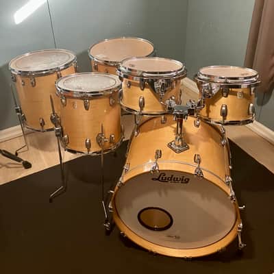 Ludwig USA Classic Vintage 1980's 6 PC Drum Set Kit 18 inch Floor Tom Natural Gloss image 21