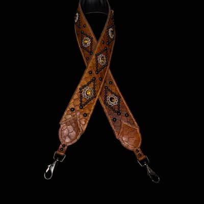 Carlino Tan scale leather tiger eye bag strap 2026 - Tan image 3
