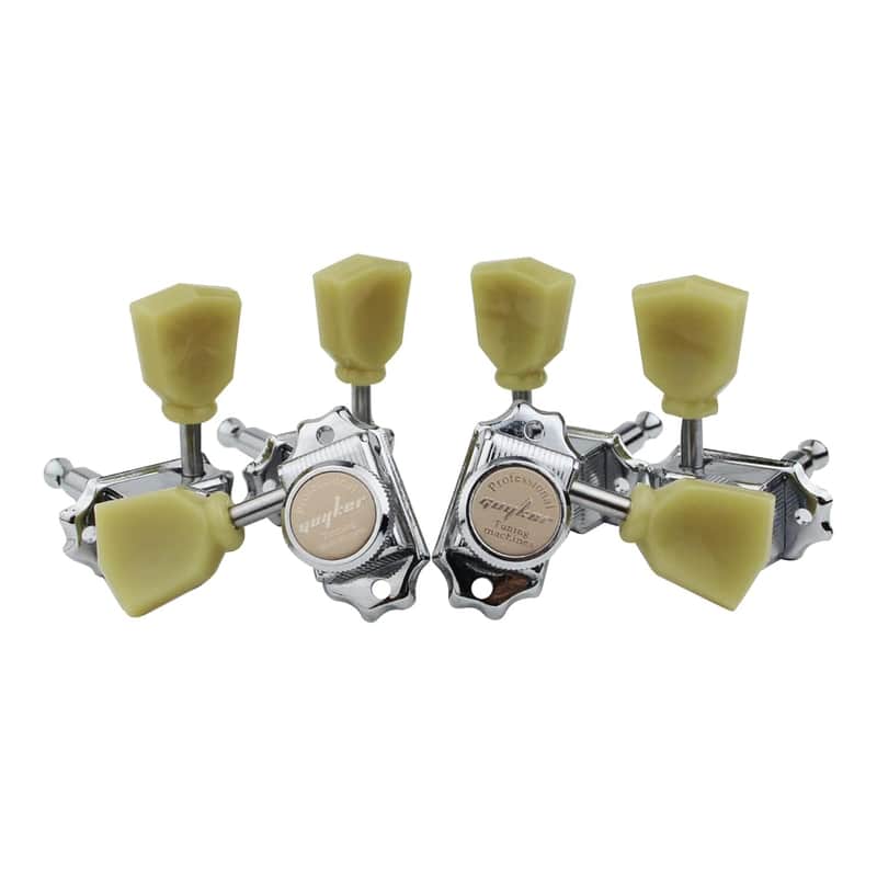 3X3 Vintage Style Locking Guitar Machine Heads – 1:15 Ratio Lock String Deluxe Tuning Key Pegs Tuners Set Replacement For Electric, Acoustic Or Folk Guitars - Chrome image 1