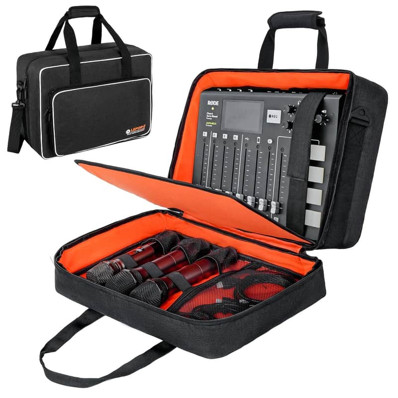Large Audio Mixer Travel Case Compatible With Rodecaster Pro,Rodecaster Pro Ii,Tc-Helicon Goxlr,Podcast Mixer Case Protective Dj Mixer Storage Bag For Microphones And More Podcast Equipment image 1