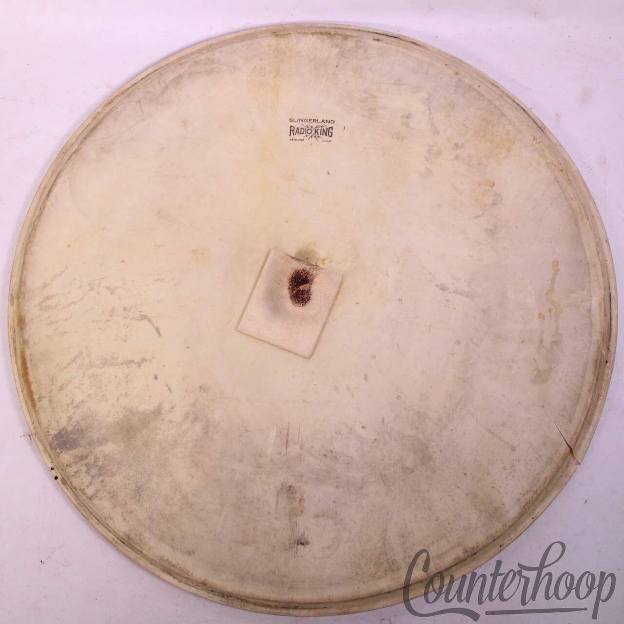 Slingerland 22"Radio King Bass Drum Calf Skin Head Vintage 40s Sparks USA Batter — main photograph