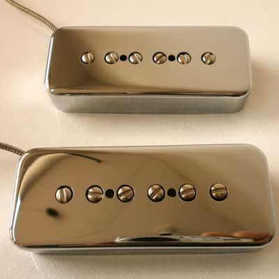 SOAP BAR P90 Pickups SET METAL CHROME PLATED Nickel Silver Cover Vintage  Gibson Epiphone Custom Shop Q image 14