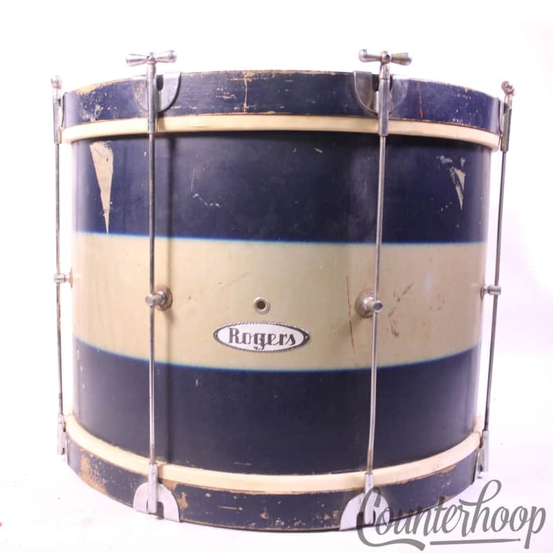 Rogers Cleveland 20x14" Bass Drum Blue Duco Classmate Model Vintage 60s Marching image 1