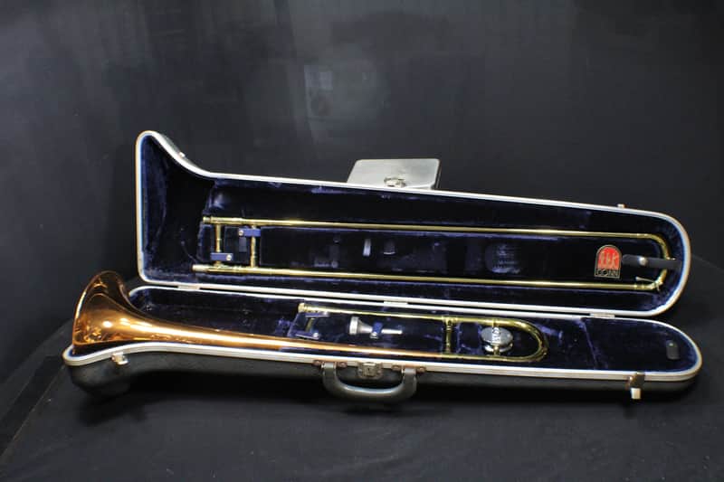 A Conn Shooting Stars Director Model 18 H Tri Color Trombone in Original Case # 8 TR image 1