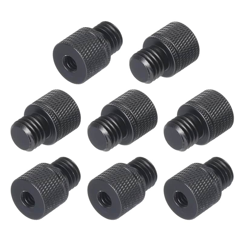 8Pcs Mic Stand Adapter 1/4 Female To M12 Male Camera Screw Thread Adapter For Microphone Tripod Stand Black image 1