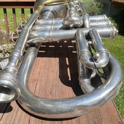 Conn “Conqueror” Cornet – C.G. Conn Elkhart IN – Silver Plate – Serial #109438 – ca. 1908 – Complete with Original Case & Mouthpiece image 5