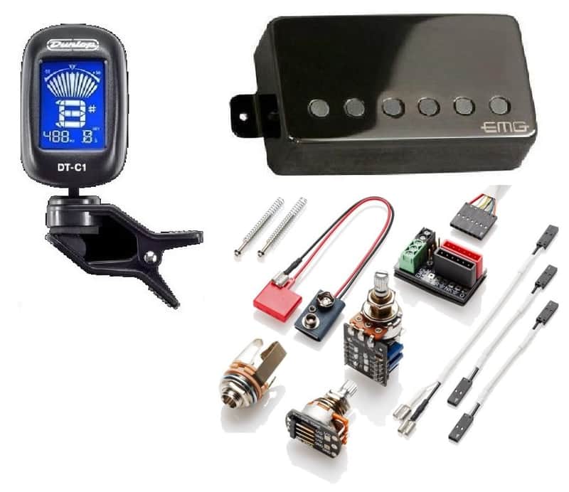 EMG 57TW BLACK CHROME BRIDGE HUMBUCKER DUAL MODE TW PICKUP STANDARD SPACED SHORT SHAFT POTS (TUNER image 1