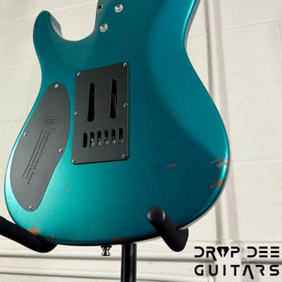 Mayones Aquila Aged V24 S 6 Electric Guitar w/ Case - Monolith Metallic Neon Green Nitro (Aged) image 20