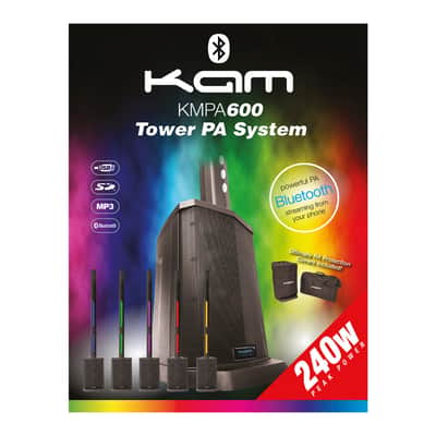 KAM Compact Tower PA system with Lighting ~ 240W image 2