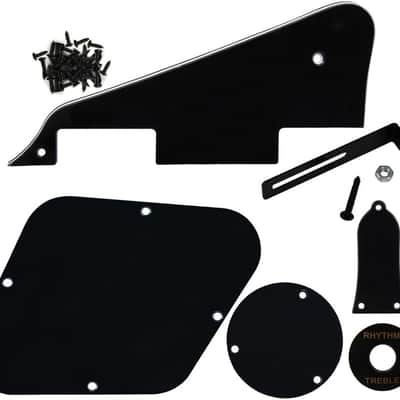 3Ply Black Pickguard Back Plate Screws Set & Switch Ring & Truss Rod Cover Plate & Black Bracket Fit Gibson Les Paul Pickguard Replacement image 1