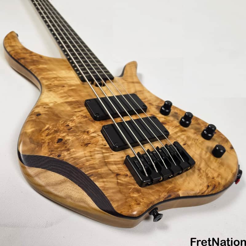 AC Guitars Krell 5-String Bass 34" Scale Poplar Burl John East Uni-Pre 9.96lbs
