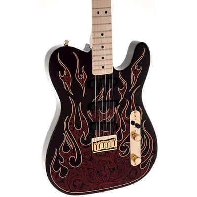 Fender James Burton Telecaster Electric Guitar Red Paisley Flames image 2
