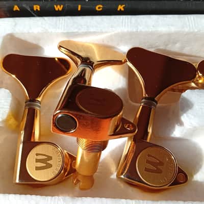 Warwick Streamer Bass Original NOS tuners 5 string 3+2 Made by Gotoh 1990s Gold image 2