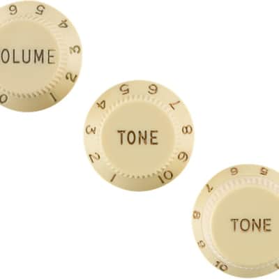 Genuine Fender LEFT-HANDED Stratocaster/Strat Guitar Control Knobs, AGED WHITE image 2