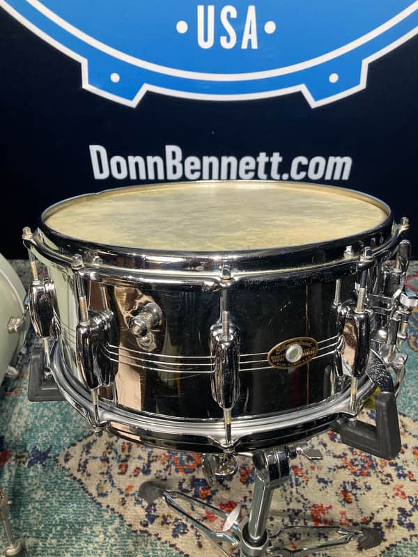 Slingerland - 1960s 6.5x14" Chrome over Brass Radio King – No. 142,  Niles Badge image 1