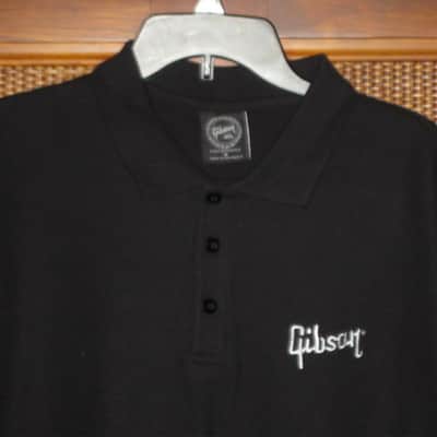 new (old stock) with hang tag (A+) genuine Gibson Black, 100% Cotton, Polo Style Short Sleeve Shirt, size M (medium) Manufacturers Item No: SGGABLMPOLOMD from the 2010s (but it is new) UPC # 711106561400 image 10