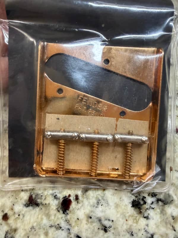 Fender 099-0806-200 American Vintage Telecaster 3-Saddle Bridge Assembly with Chromed-Brass Saddles 2010s - Gold image 1