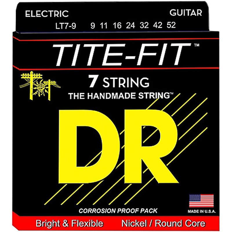DR Strings LT7-9 Tite-Fit Nickel Plated Light 7-String Electric Guitar Strings 09-52 image 1