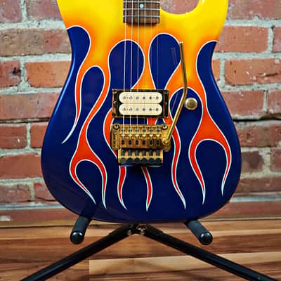 Jackson USA Custom Super Strat Charvel San Dimas Style Fender Headstock 1991 Hot Rod Flames image 3