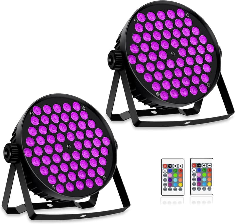 60 LED Stage Par Lights,90W RGB Stage Can Light DJ Par Lights Sound Activated Auto Play by Remote&DMX Control DJ Stage Party Lighting for Events Wedding Church Party DJ Live Show 2Pack image 1