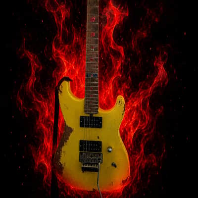 Friedman Cali Heavy Aged Graffiti Yellow Electric Guitar image 9