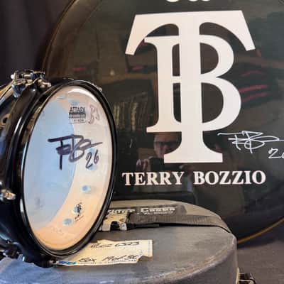 Terry Bozzio's DW - 2.5x8" Collector's Series All-Maple Piccolo Tom 2000's - Transparent Dark Walnut Satin Oil "Bb" Autographed image 1