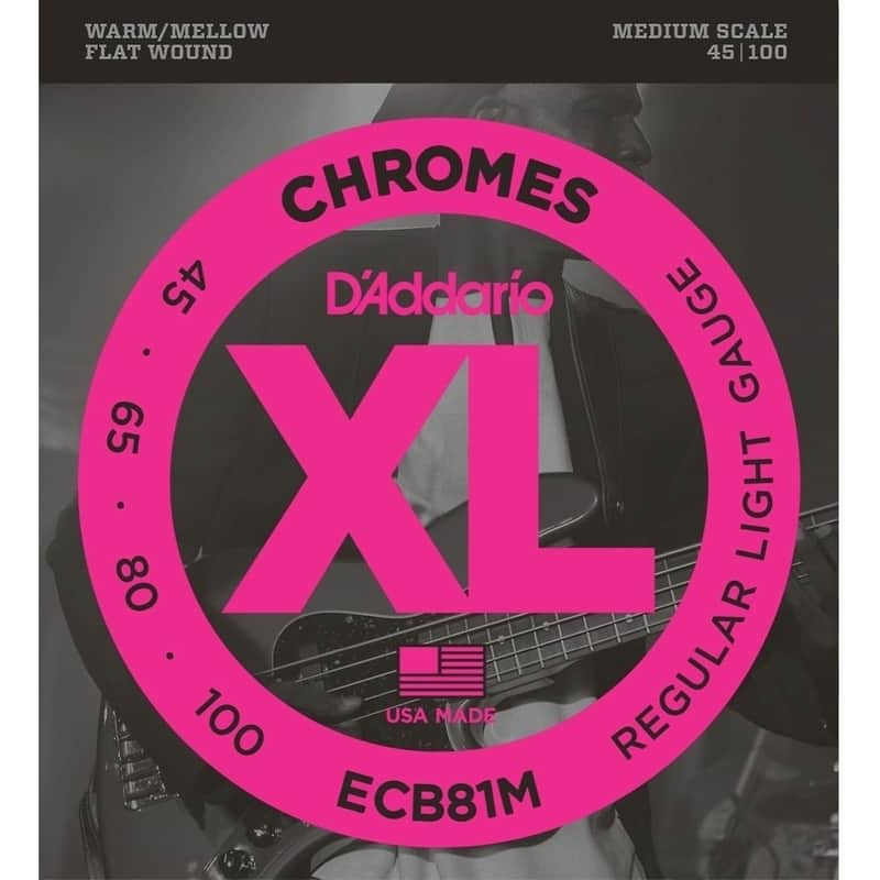 D'Addario ECB81M Chromes Bass Guitar Strings Light 45-100 Medium Scale image 1
