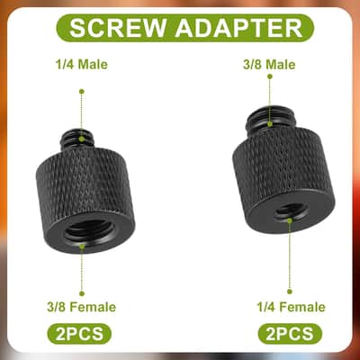 4pcs Mic Stand Adapter, 1/4 Male to 3/8 Female and 3/8 Male to 1/4 Female Tripod Screw Adapter Camera Screw Adapter for Microphone Stand Tripod Camera Mount image 2